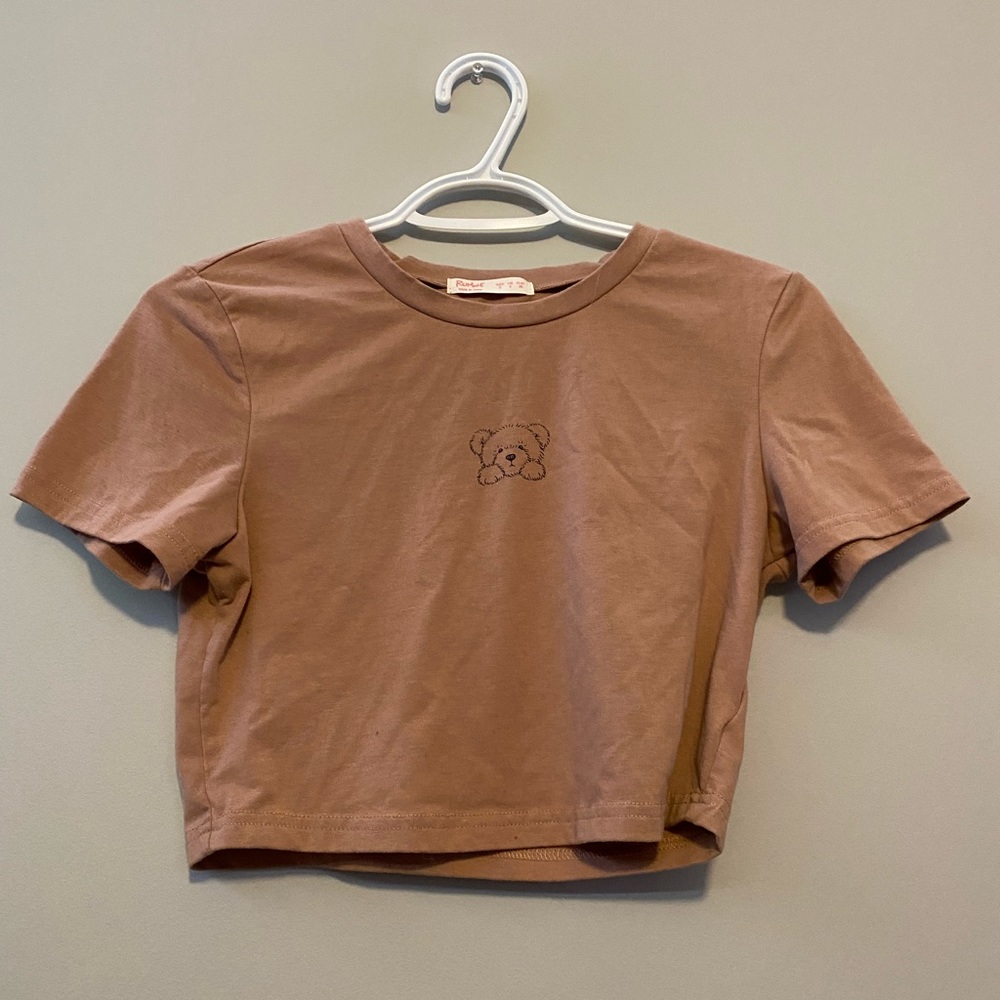 Teddy bear graphic crop top